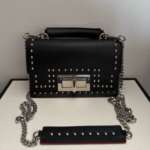 VITTORIA NAPOLI | Studded Leather Top Handle Turn Lock Satchel Chain Crossbody